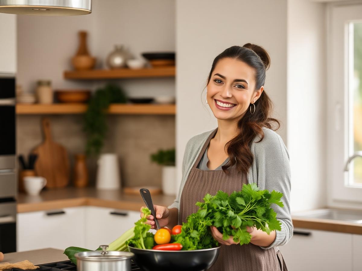 Pessoa a cozinhar receitas saudáveis